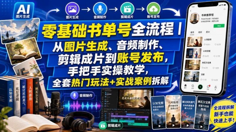 【2026.07.29】零基础玩转书单号｜图片生成+音频制作+剪辑发布全流程实操，热门玩法与案例拆解