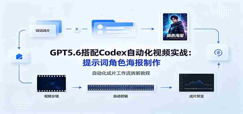 GPT5.6搭配Codex自动化视频实战：提示词角色海报制作，自动化成片工作流拆解教程