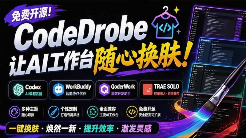 【2026.07.28】AI工作台也能随心换肤！免费开源的CodeDrobe，支持Codex、WorkBuddy等，本地运行无负担