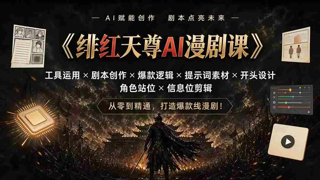 （19597期）绯红天尊AI漫剧课｜工具运用×剧本创作×爆款逻辑×提示词素材×开头设计×角色站位×信息位剪辑
